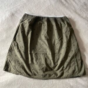 Unbranded | Olive A-Line Eyelet Embroidered Skirt